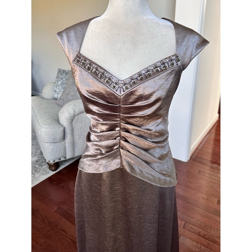 Vintage La Nuit Beaded Neckline Ethereal Divine Feminine Maxi Gown Dress Size 10 - Picture 5 of 11
